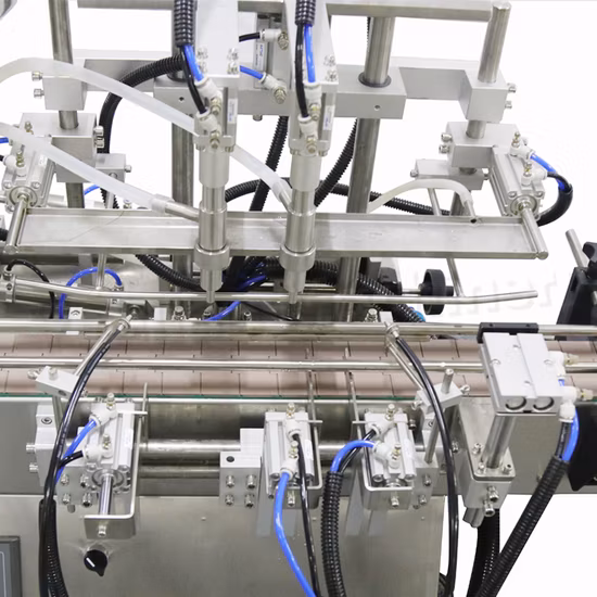 自動ガラス充填キャップラベリングマシン 2 ヘッドハンドウォッシュディッシュクリーム液体シャンプーオイル用